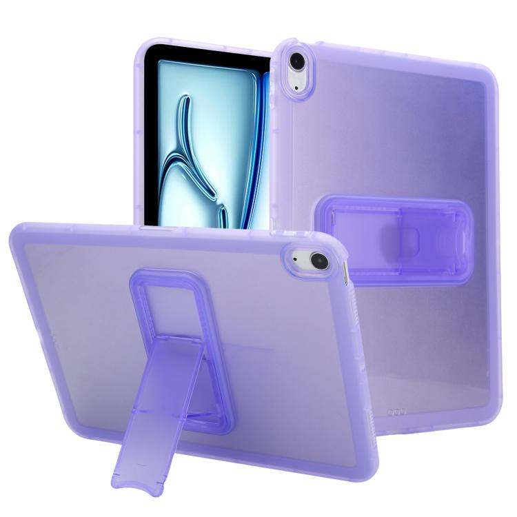 

For iPad Air 10.9 2022 / 2020 / Pro 11 2018 Semi-Transparent TPU Shockproof Tablet Case with Holder(Purple)