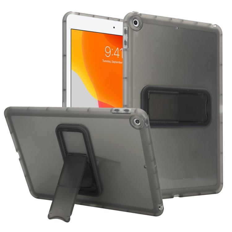 

For iPad 10.2 2021 / 2020 / 2019 Semi-Transparent TPU Shockproof Tablet Case with Holder(Black)