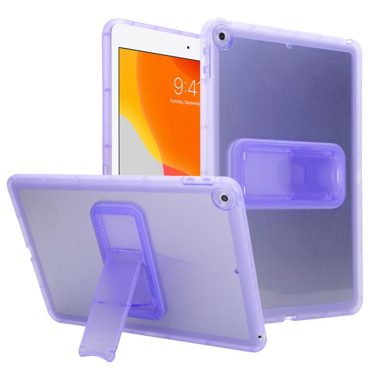 

For iPad 10.2 2021 / 2020 / 2019 Semi-Transparent TPU Shockproof Tablet Case with Holder(Purple)