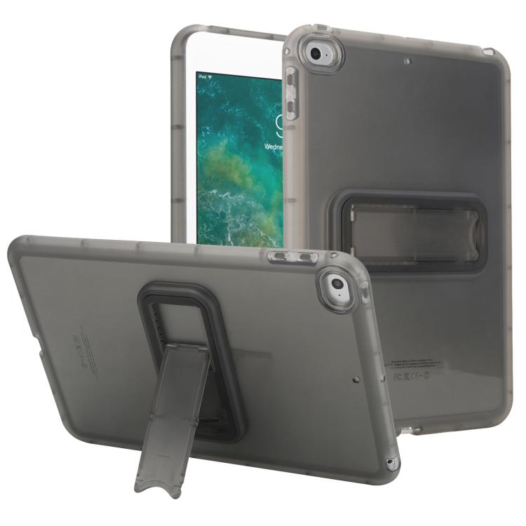 

For iPad mini 5 / 4 / 3 / 2 / 1 Semi-Transparent TPU Shockproof Tablet Case with Holder(Black)