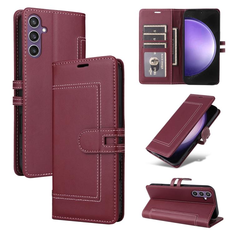

For Samsung Galaxy S25+ 5G / S24+ 5G Stitched Magnetic Buckle Leather Phone Case(Red)