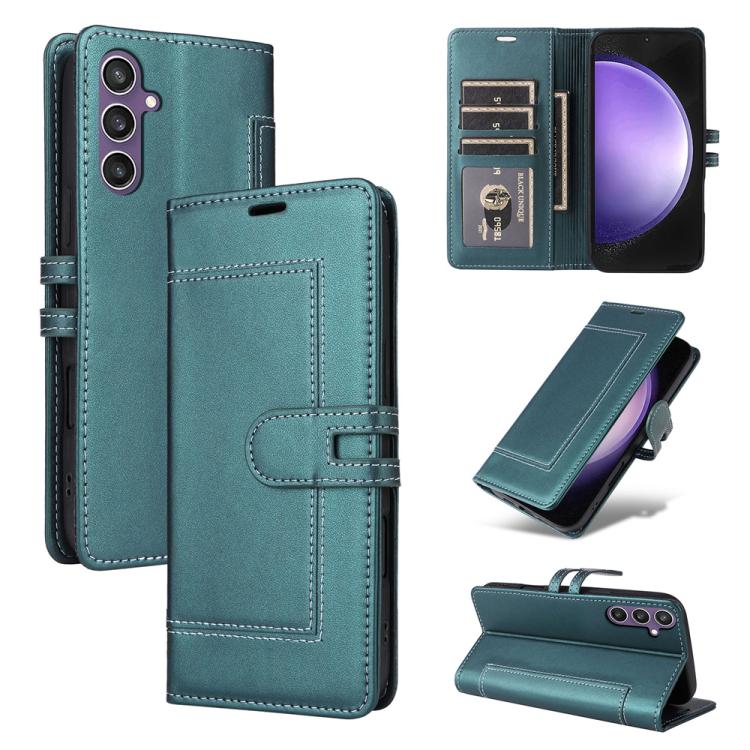 

For Samsung Galaxy S25 FE 5G Stitched Magnetic Buckle Leather Phone Case(Green)