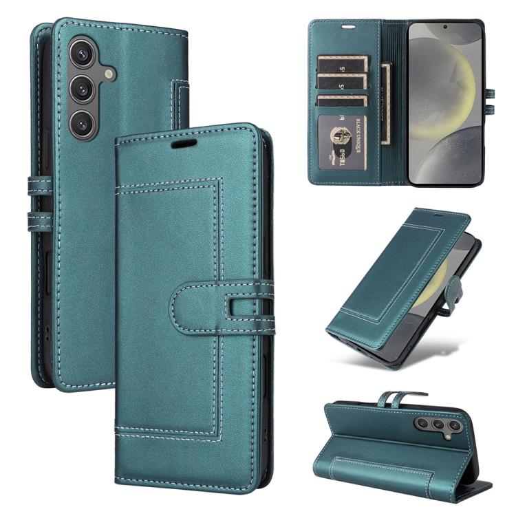 

For Samsung Galaxy S25 5G / S24 5G Stitched Magnetic Buckle Leather Phone Case(Green)