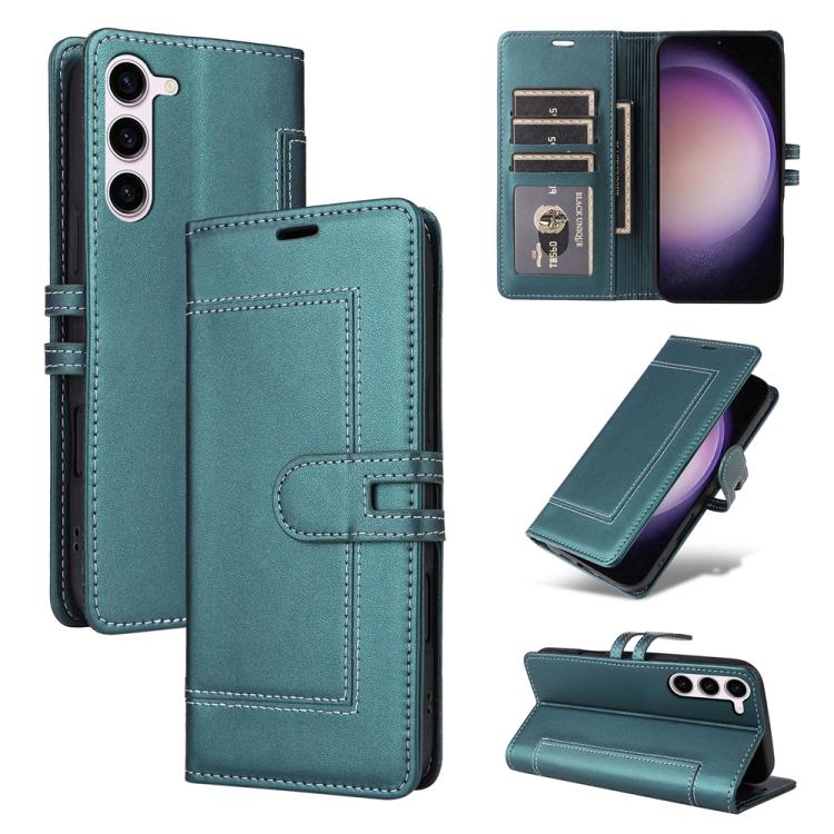 

For Samsung Galaxy S23 5G Stitched Magnetic Buckle Leather Phone Case(Green)