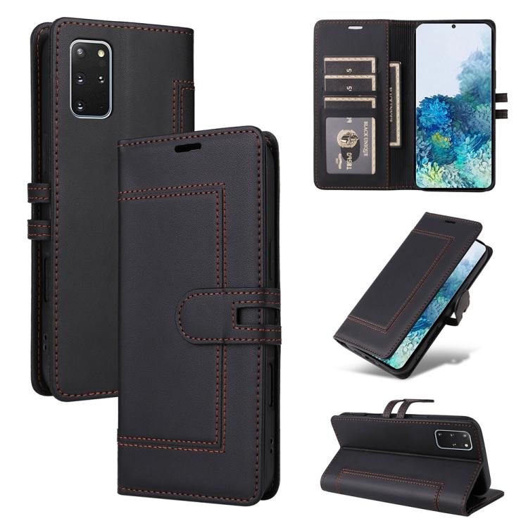 

For Samsung Galaxy S20+ Stitched Magnetic Buckle Leather Phone Case(Black)