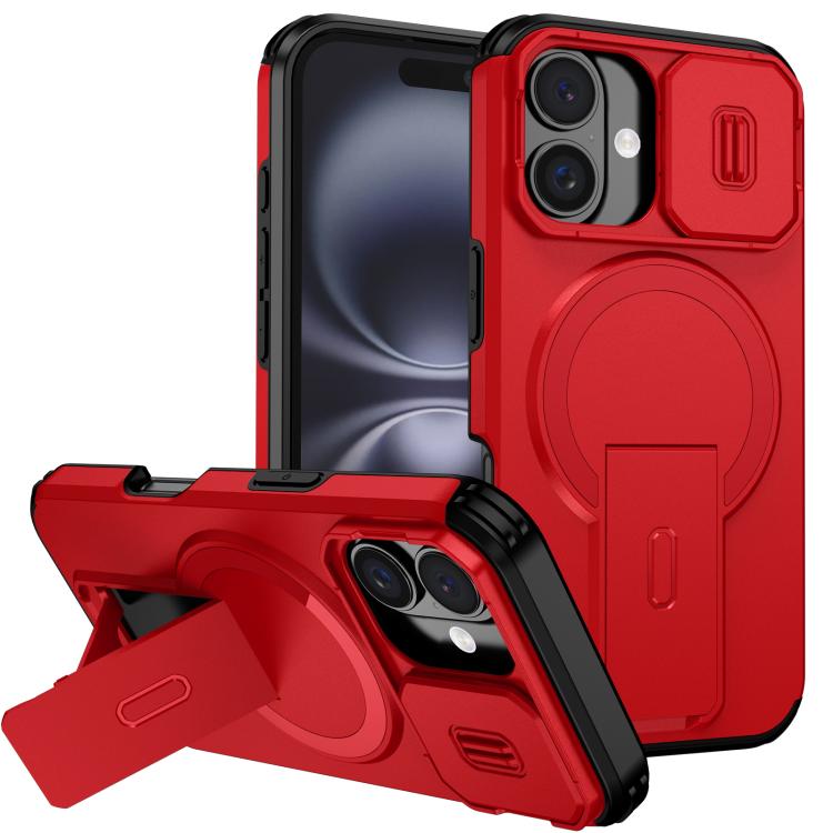

For iPhone 16 Sliding Camshield MagSafe Holder Phone Case(Red)