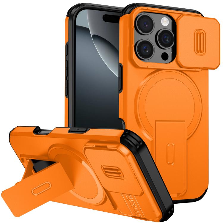 

For iPhone 16 Pro Sliding Camshield MagSafe Holder Phone Case(Orange)