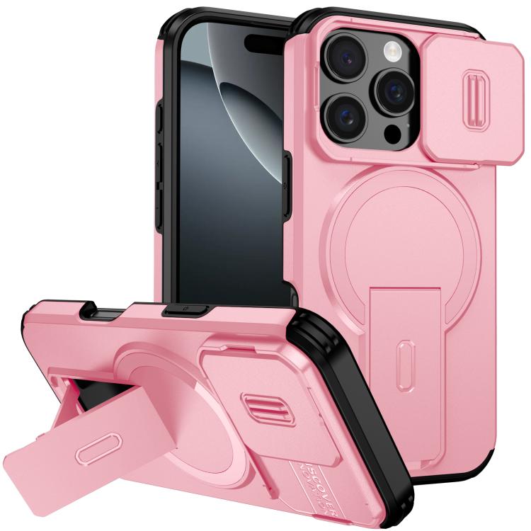 

For iPhone 16 Pro Sliding Camshield MagSafe Holder Phone Case(Pink)