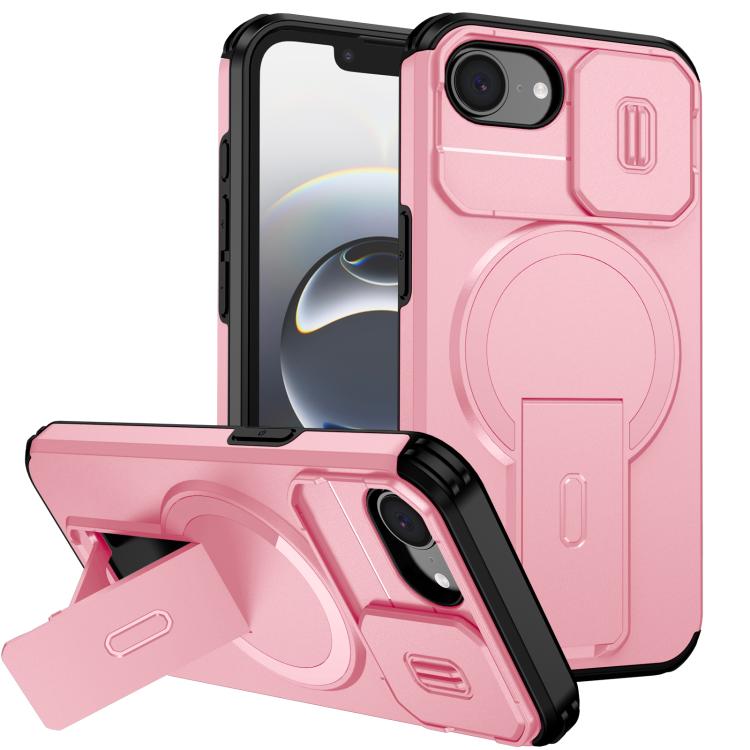 

For iPhone 16e Sliding Camshield MagSafe Holder Phone Case(Pink)
