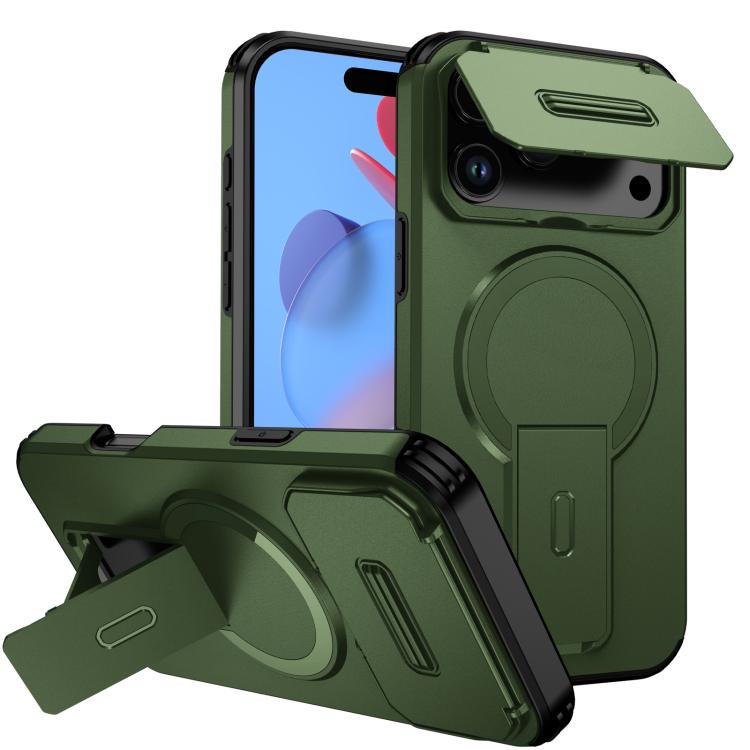 

For iPhone 17 Pro Max Sliding Camshield MagSafe Holder Phone Case(Green)