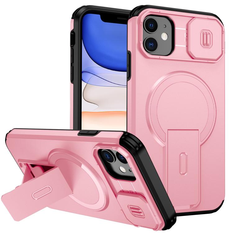 

For iPhone 11 Sliding Camshield MagSafe Holder Phone Case(Pink)