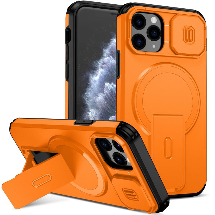 

For iPhone 11 Pro Sliding Camshield MagSafe Holder Phone Case(Orange)