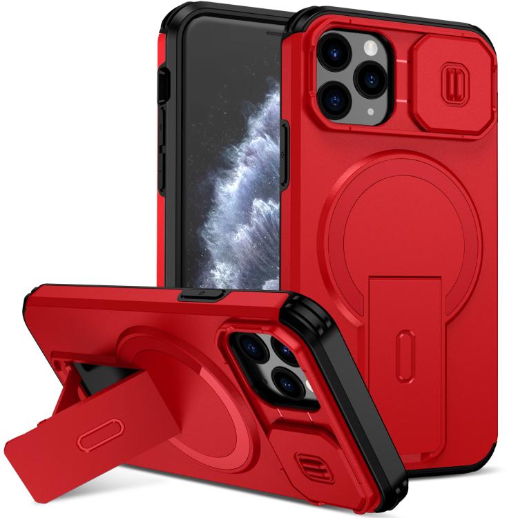

For iPhone 11 Pro Sliding Camshield MagSafe Holder Phone Case(Red)
