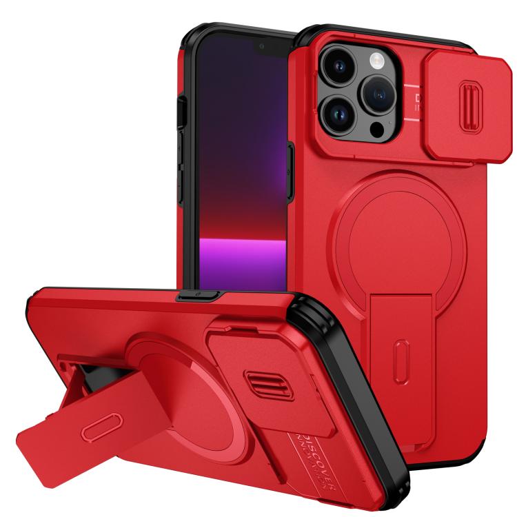 

For iPhone 13 Pro Max Sliding Camshield MagSafe Holder Phone Case(Red)