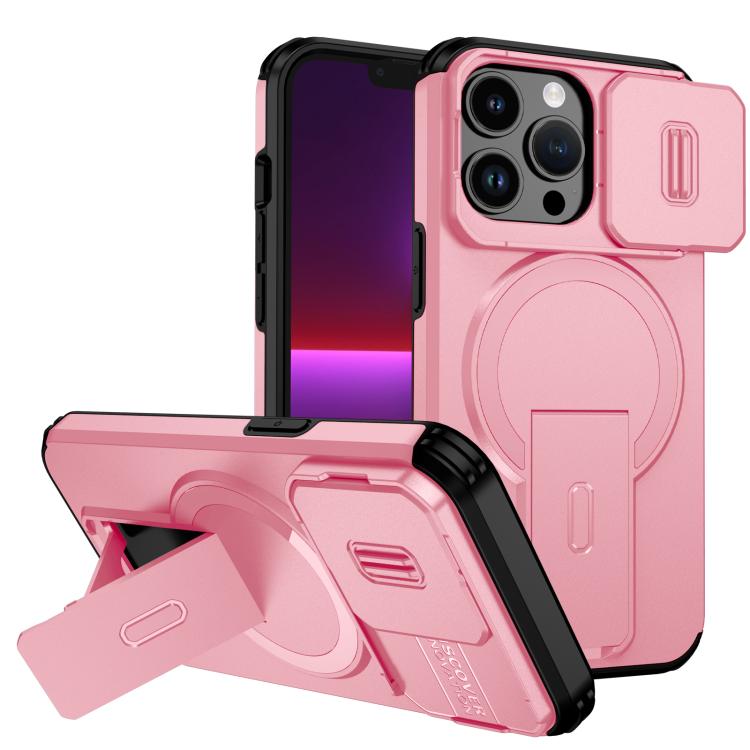 

For iPhone 13 Pro Sliding Camshield MagSafe Holder Phone Case(Pink)