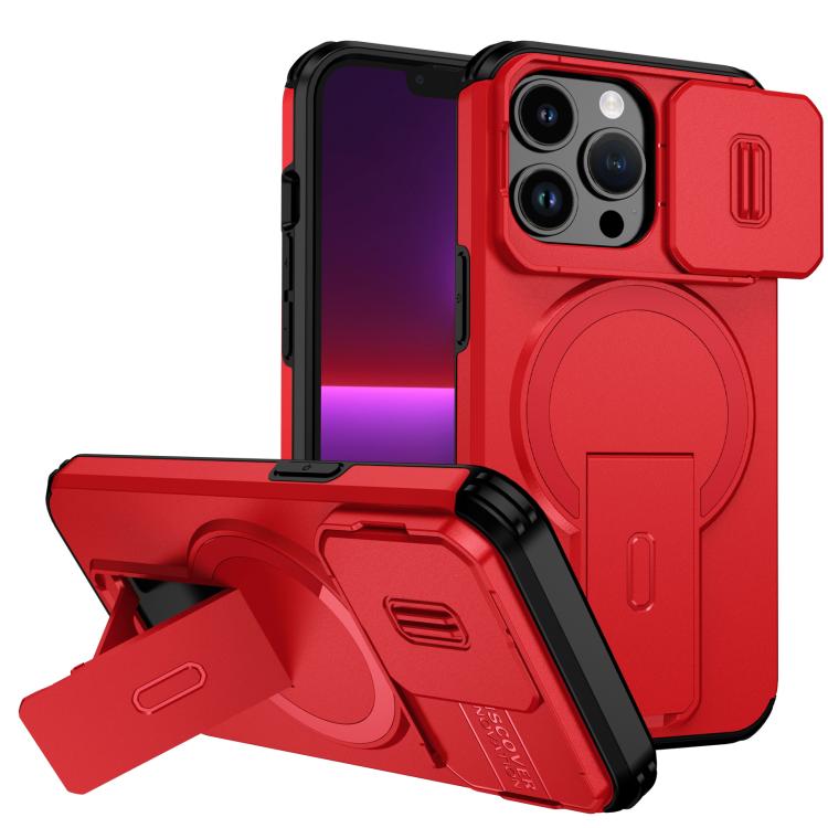 

For iPhone 13 Pro Sliding Camshield MagSafe Holder Phone Case(Red)