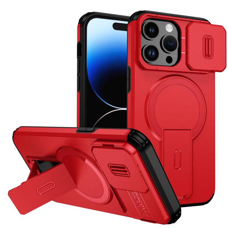 

For iPhone 14 Pro Sliding Camshield MagSafe Holder Phone Case(Red)