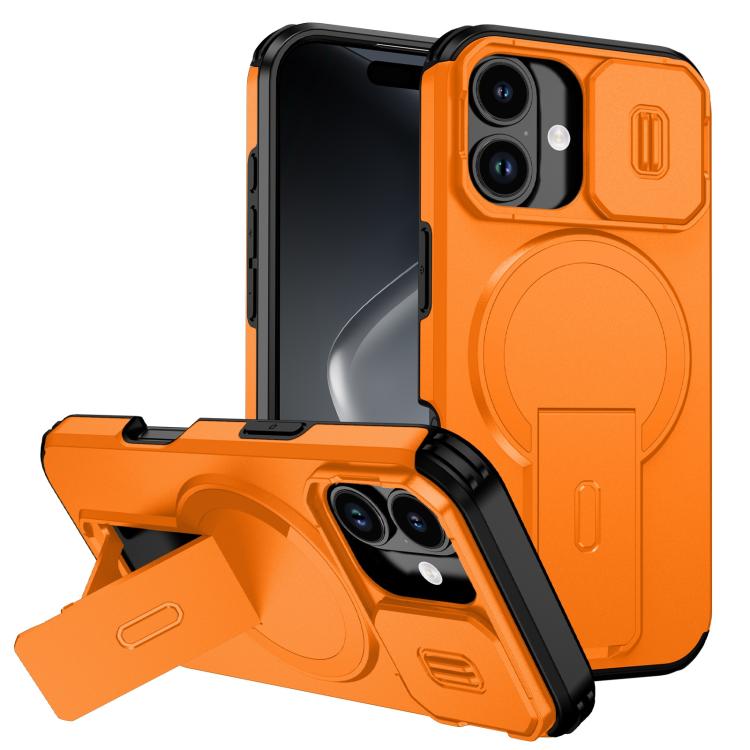 For iPhone 18 Sliding Camshield MagSafe Holder Phone Case(Orange)
