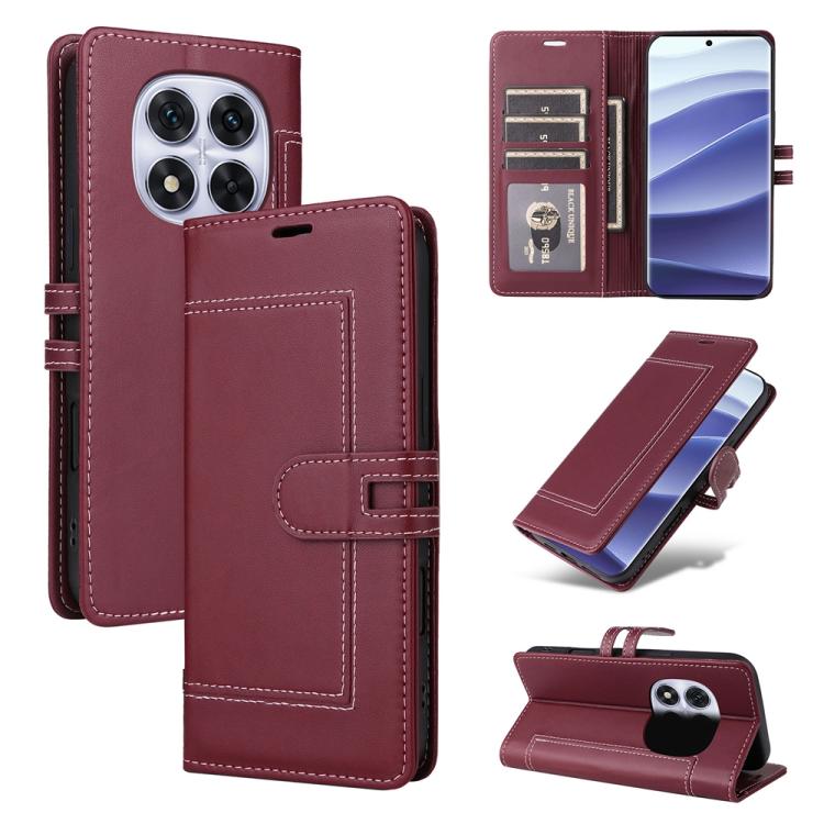 

For Redmi Note 14 Pro 4G / 5G / Note 14 Pro+ 5G Stitched Magnetic Buckle Leather Phone Case(Red)