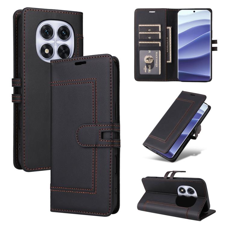

For Redmi Note 14 Pro 4G / 5G / Note 14 Pro+ 5G Stitched Magnetic Buckle Leather Phone Case(Black)