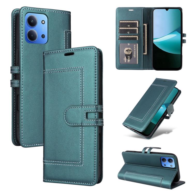 

For Redmi 15C 5G / 4G EU 173mm / Poco C85 5G Stitched Magnetic Buckle Leather Phone Case(Green)