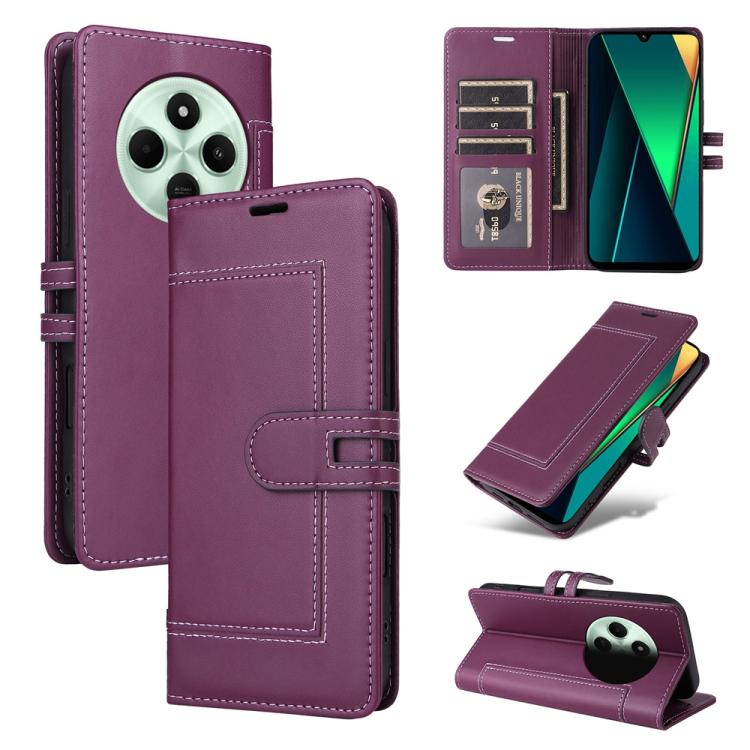 

For Redmi 14C / Redmi A3 Pro / Xiaomi Poco C75 Stitched Magnetic Buckle Leather Phone Case(Purple)