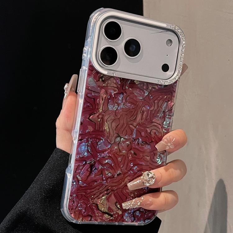

For iPhone 17 Pro Max Ink Rhythm Colorful Shell Pattern TPU Hybrid IMD Phone Case(Wine Red)