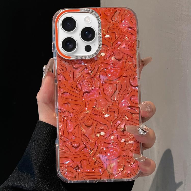 

For iPhone 16 Pro Max Ink Rhythm Colorful Shell Pattern TPU Hybrid IMD Phone Case(Orange)