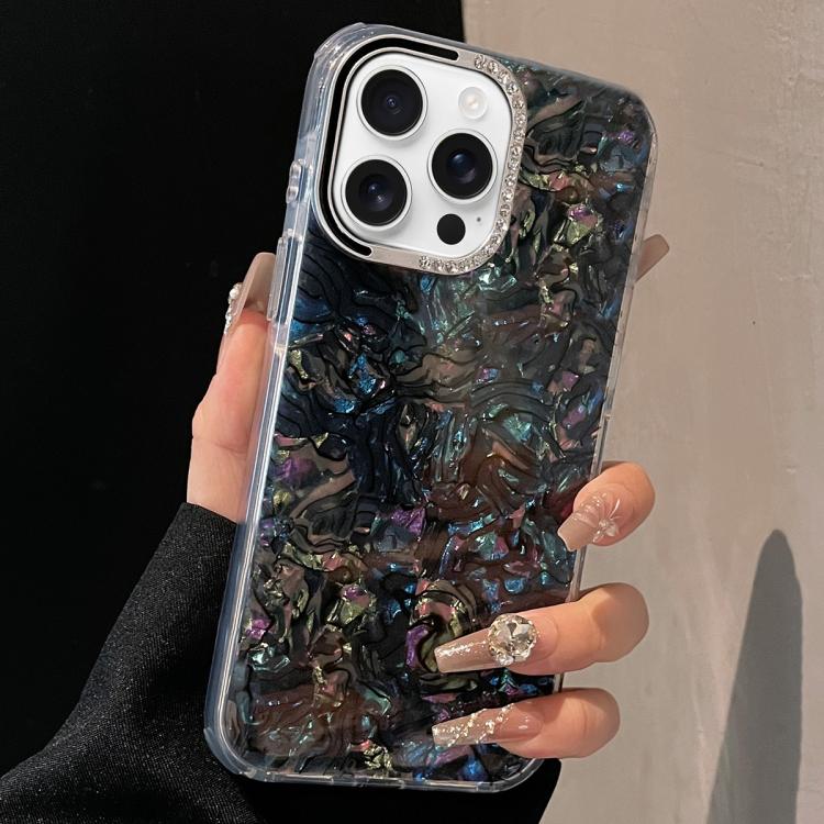 

For iPhone 15 Pro Max Ink Rhythm Colorful Shell Pattern TPU Hybrid IMD Phone Case(Black)