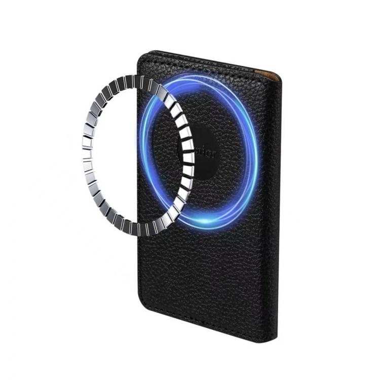 

Denior V23 Litchi Texture MagSafe Wallet Leather Card Holder Bag(Black)