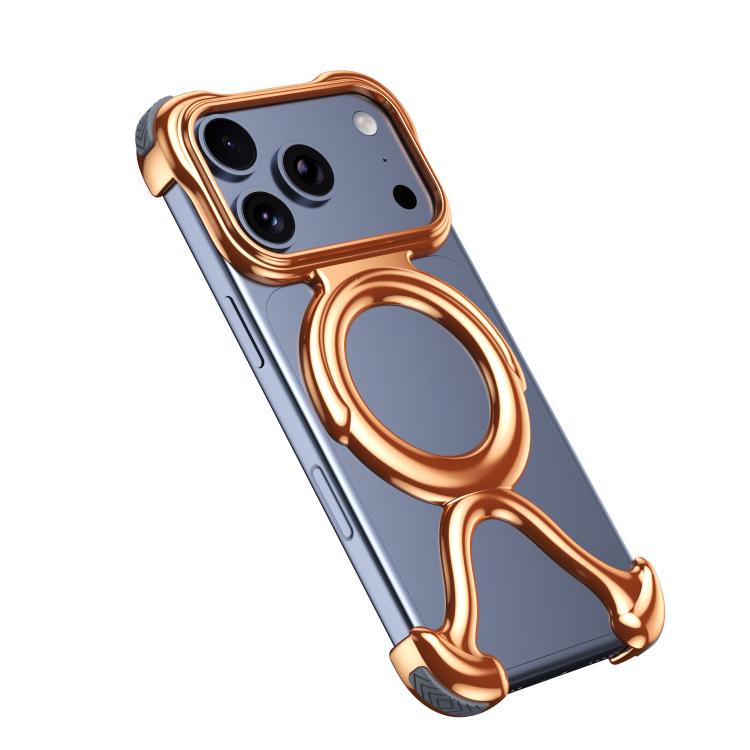 

For iPhone 17 Pro Max Liquid Plating PC Hollow MagSafe Phone Case(Orange)