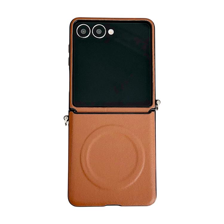 

For Samsung Galaxy Z Flip6 / Flip7 FE Side Buckle MagSafe Magnetic PC Phone Case(Brown)