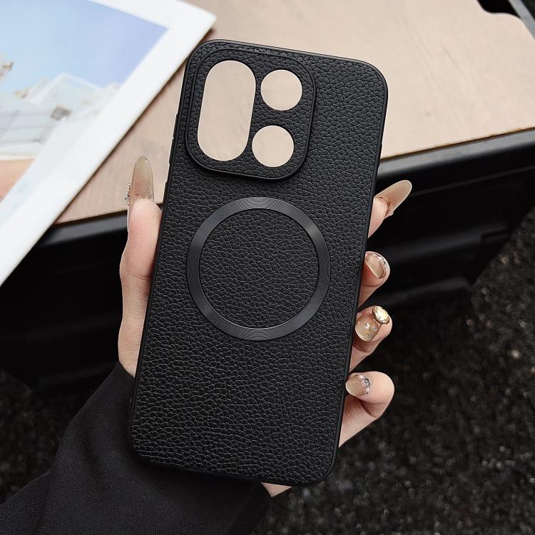 

For OnePlus 15 CD Magsafe Magnetic Litchi Texture Phone Case(Black)