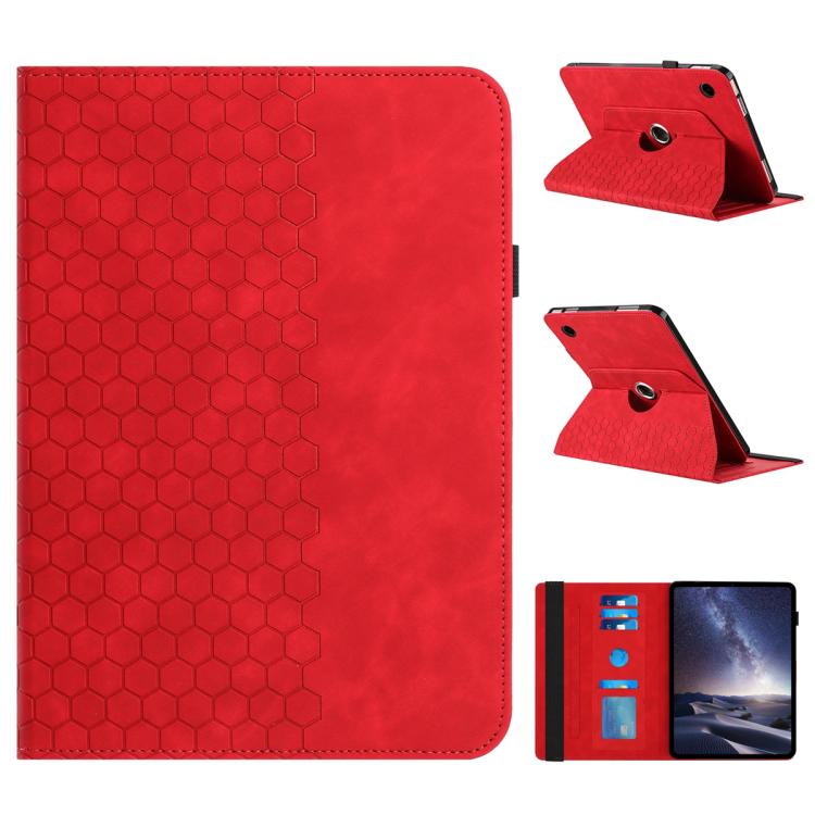 

For Samsung Galaxy Tab A11 / A9 Rotatable Honeycomb Embossed Smart Leather Tablet Case(Red)