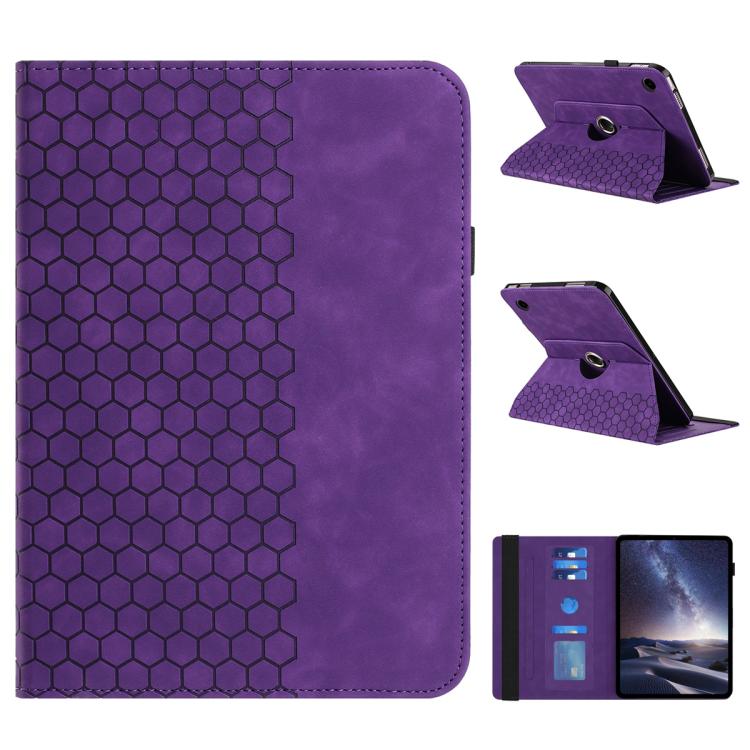 

For Samsung Galaxy Tab A11 / A9 Rotatable Honeycomb Embossed Smart Leather Tablet Case(Purple)