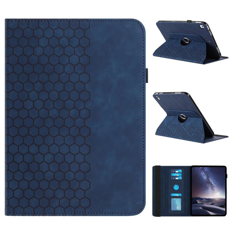 

For Samsung Galaxy Tab S6 Lite 2020 P610 Rotatable Honeycomb Embossed Smart Leather Tablet Case(Blue)