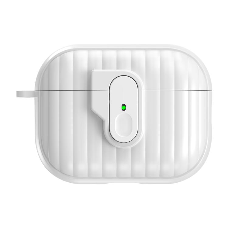 

For AirPods Pro 3 Shell Look Earbuds Box Protective Case with Security Lock(White)