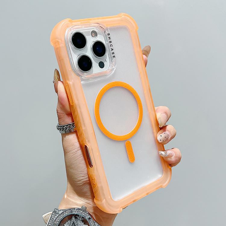 

For iPhone 16 Pro Max Transparent Matte TPU Hybrid PC 3-in-1 MagSafe Phone Case(Orange)