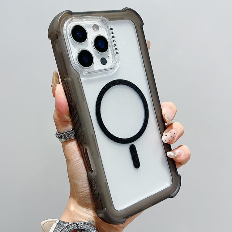 

For iPhone 16 Pro Transparent Matte TPU Hybrid PC 3-in-1 MagSafe Phone Case(Black)