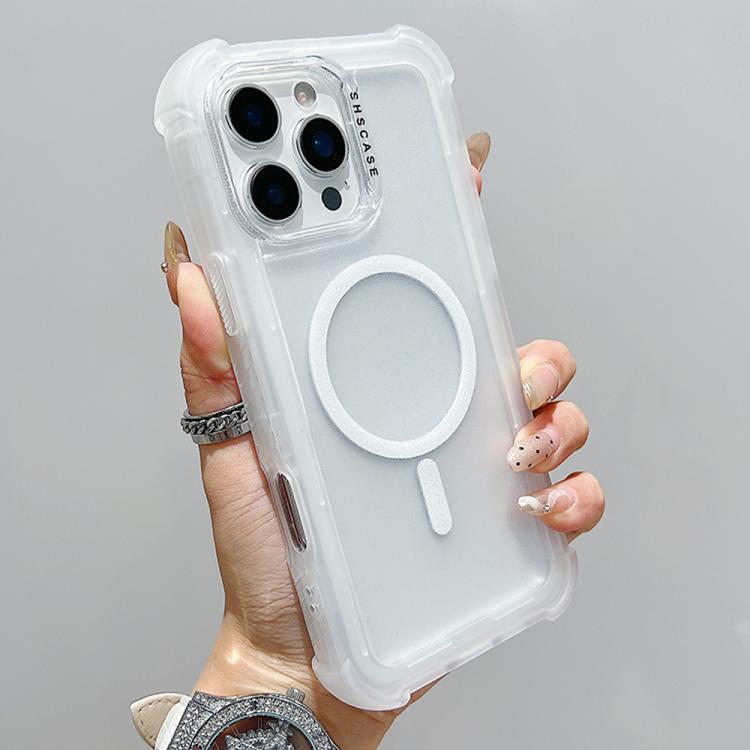 

For iPhone 16 Pro Transparent Matte TPU Hybrid PC 3-in-1 MagSafe Phone Case(White)