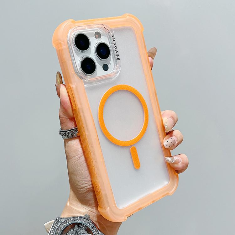 

For iPhone 13 Pro Max Transparent Matte TPU Hybrid PC 3-in-1 MagSafe Phone Case(Orange)
