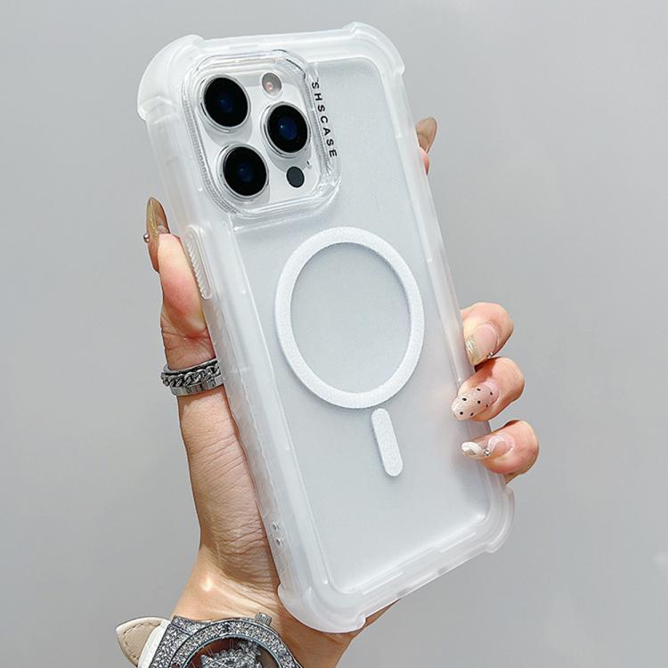 

For iPhone 12 Pro Max Transparent Matte TPU Hybrid PC 3-in-1 MagSafe Phone Case(White)