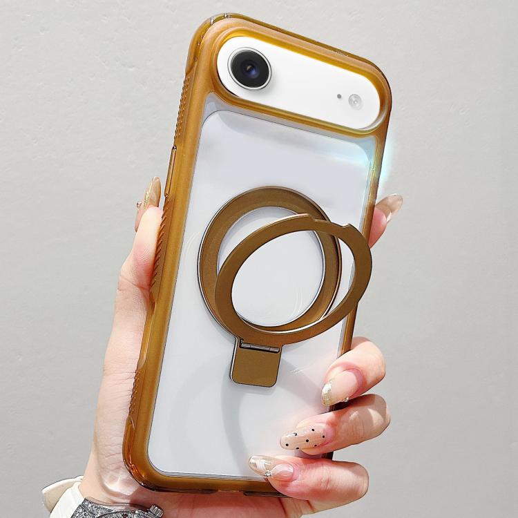 

For iPhone Air Translucent Edge Transparency Metal Holder MagSafe Phone Case(Coffee)