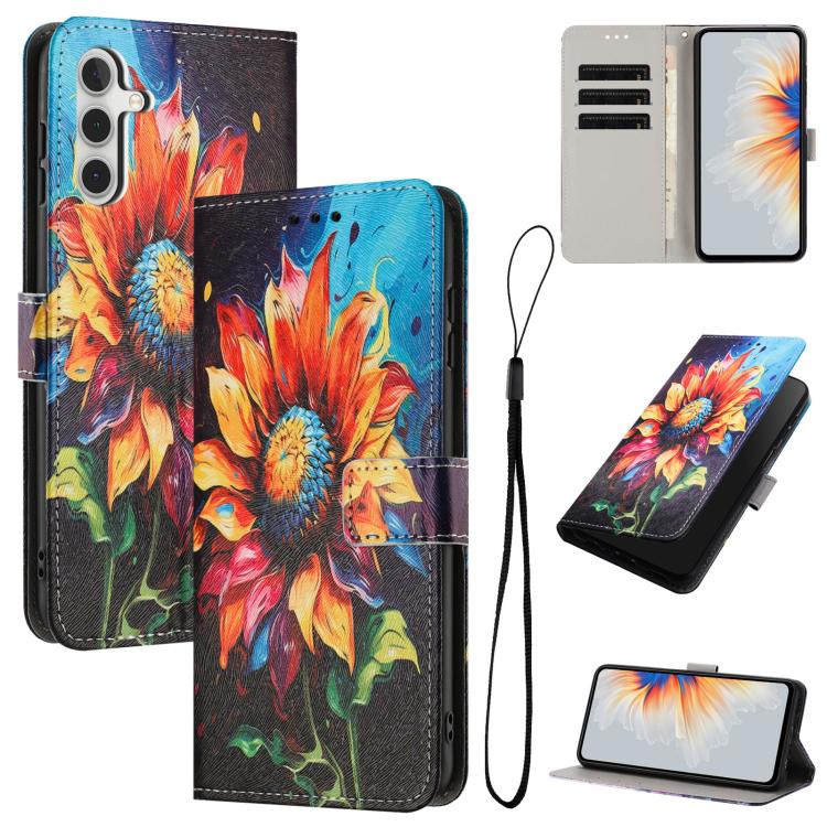 

For Samsung Galaxy A57 5G Color Drawing Pattern Leather Phone Case(Sunflower)