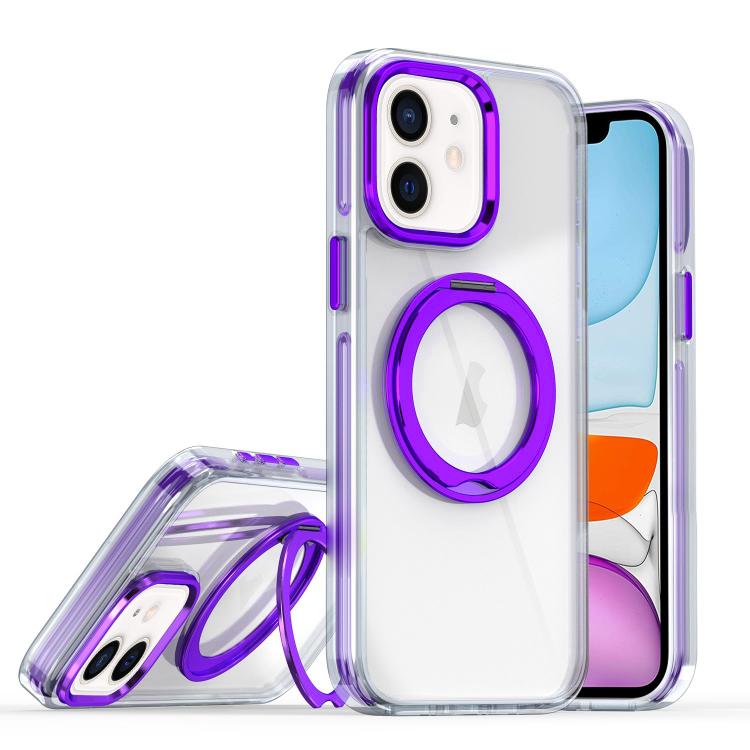 

For iPhone 11 Magnetic 360 Degree Rotating Holder Phone Case(Purple)