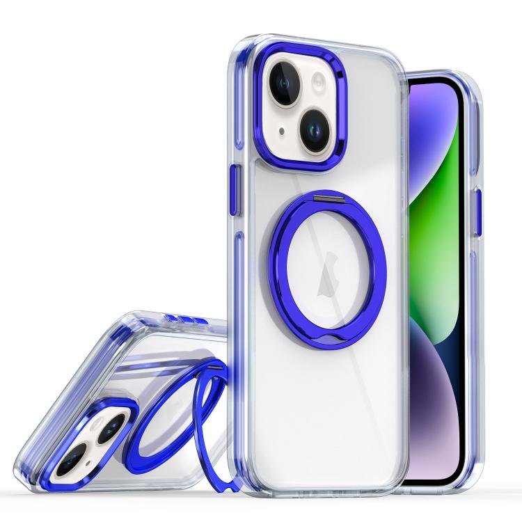 

For iPhone 14 / 13 Magnetic 360 Degree Rotating Holder Phone Case(Blue)