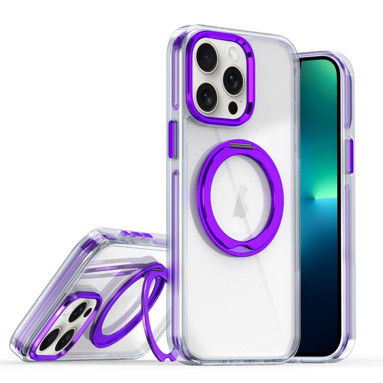 

For iPhone 13 Pro Max Magnetic 360 Degree Rotating Holder Phone Case(Purple)