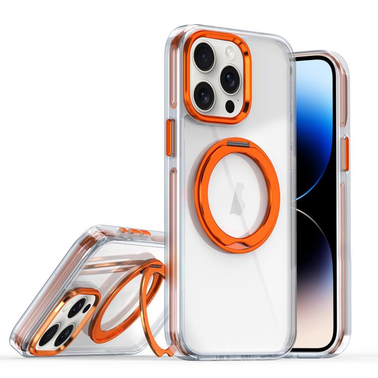 

For iPhone 14 Pro Max Magnetic 360 Degree Rotating Holder Phone Case(Orange)