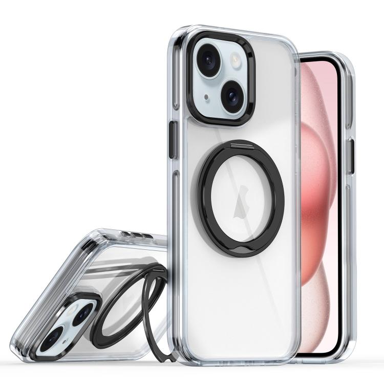

For iPhone 15 Magnetic 360 Degree Rotating Holder Phone Case(Black)