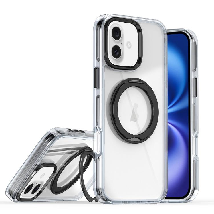 

For iPhone 16 Plus Magnetic 360 Degree Rotating Holder Phone Case(Black)